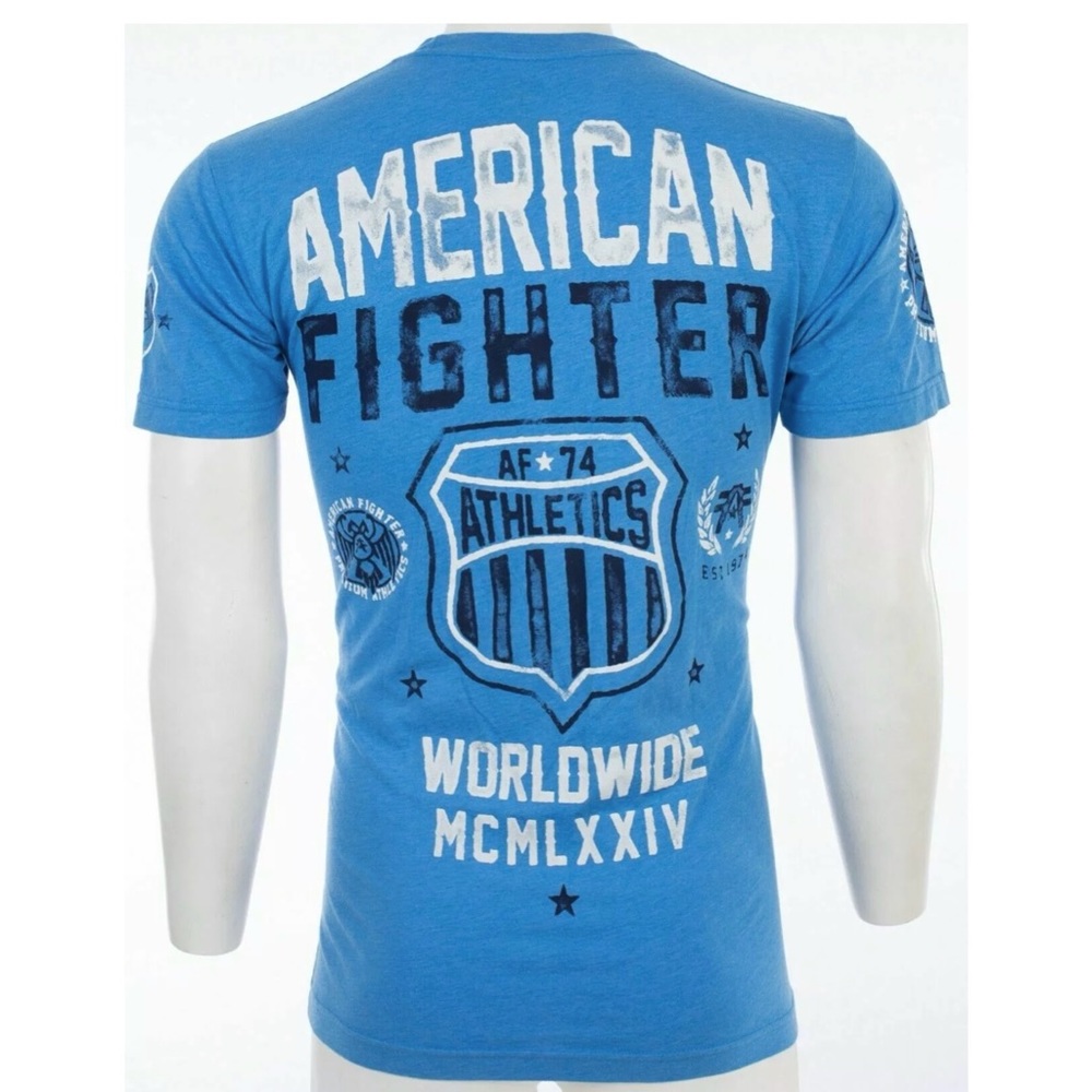 AMERICAN FIGHTER North Carolina Blue Athletic Fit Men Crewneck T-shirt L-3XL NWT - Picture 8 of 10